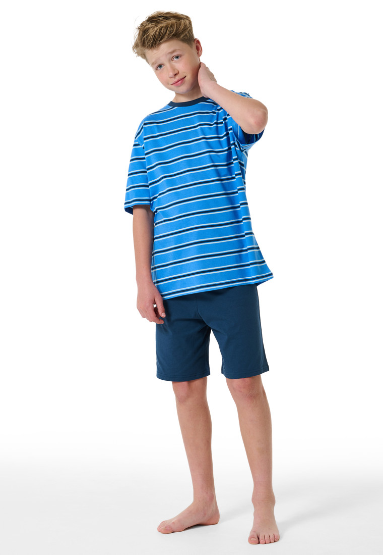 Pyjama court en coton bio rayures aquarium - Nightwear
