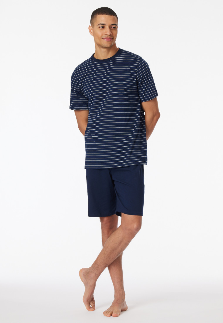 Schlafanzug kurz Streifen admiral - Casual Essentials