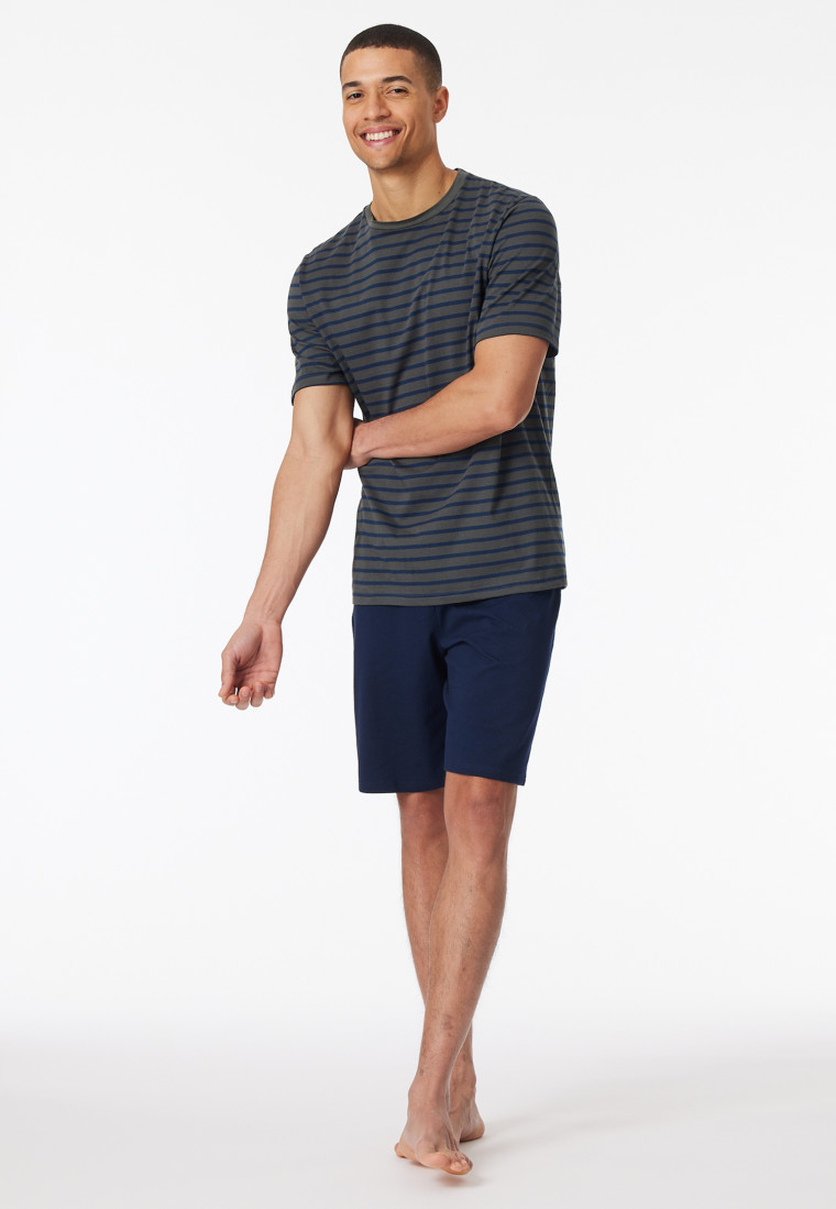 Pigiama corto con strisce antracite - Casual Essentials