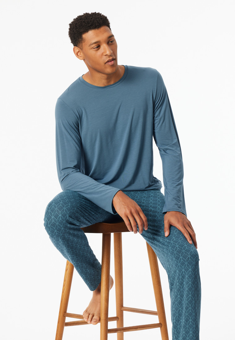 Schlafanzug lang atlantikblau - Long Life Soft