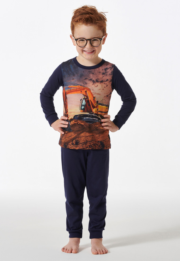 Schlafanzug lang Bagger dunkelblau - Boys World