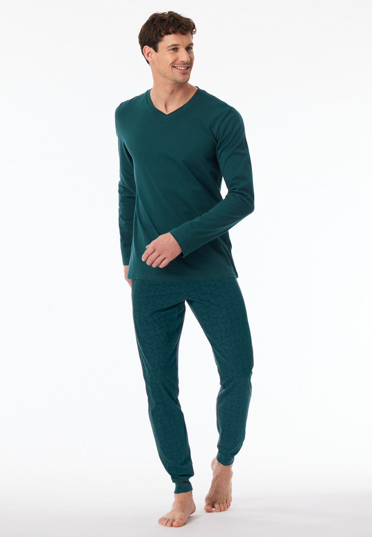 Pigiama con polsini lunghi in petrolio - Casual Essentials