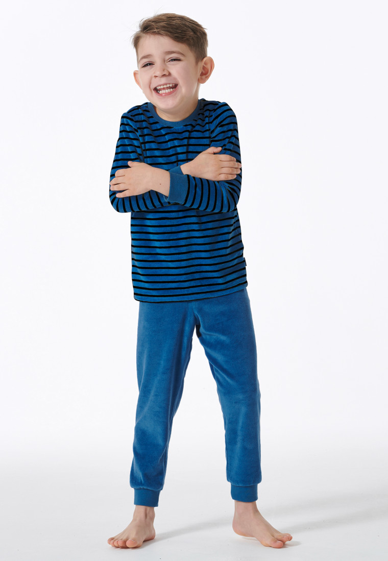 Schlafanzug lang Bündchen Streifen blau - Boys World
