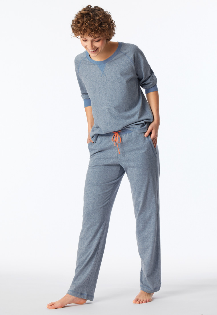 Schlafanzug lang jeansblau meliert - Casual Nightwear