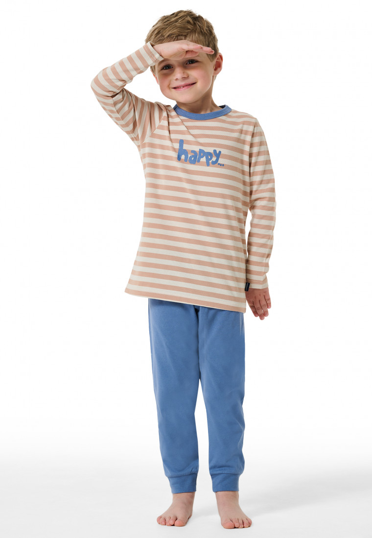 Pigiama lungo A righe happy crema - Natural Love