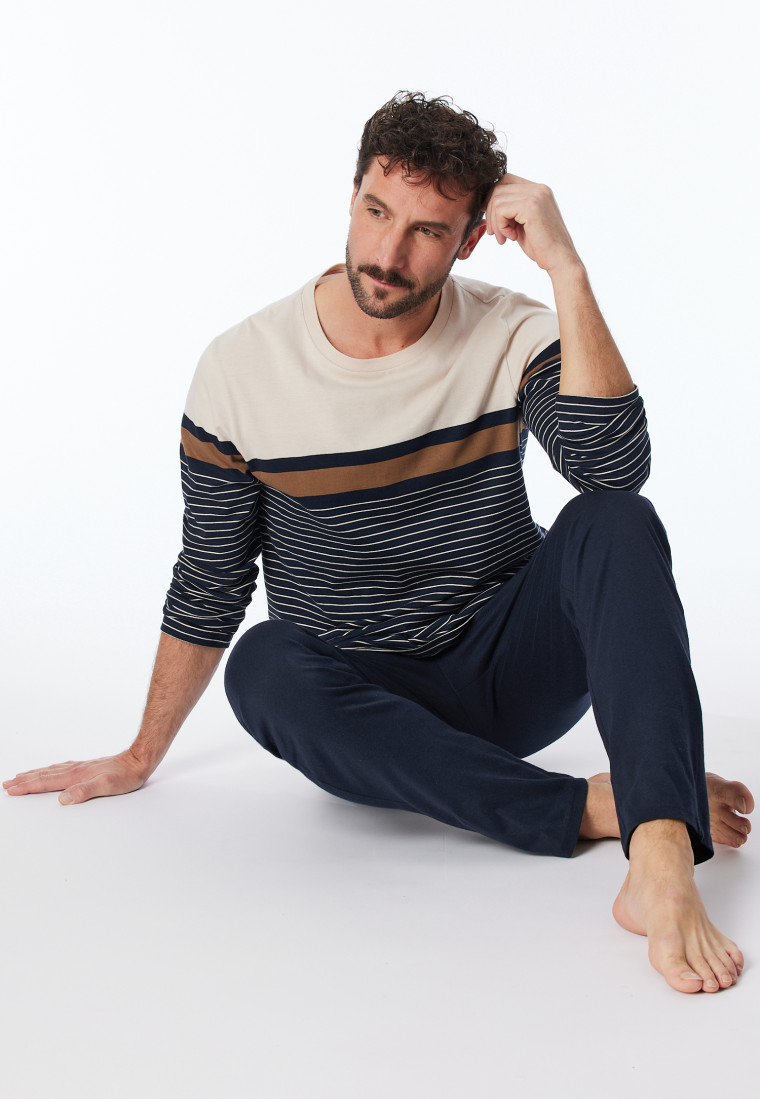 Pajamas long stripes midnight blue - Casual Nightwear