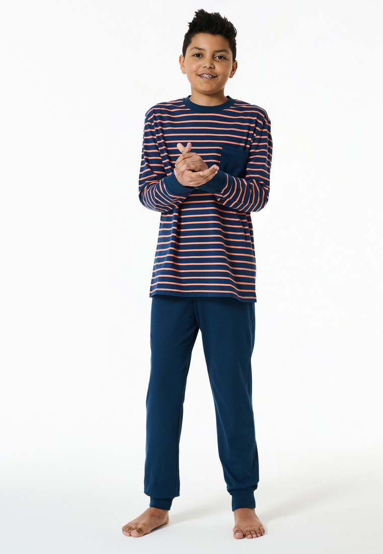 Pajamas long stripes orange - Nightwear