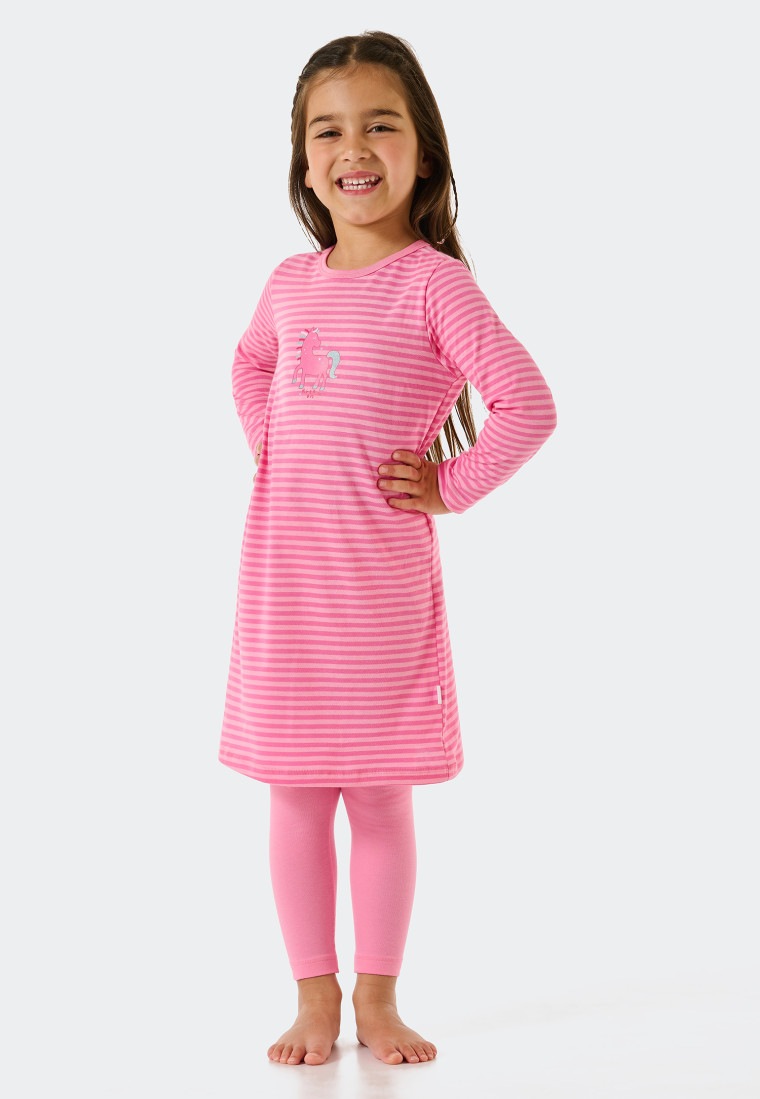 Pyjama long rayures cheval rose - Original Classics