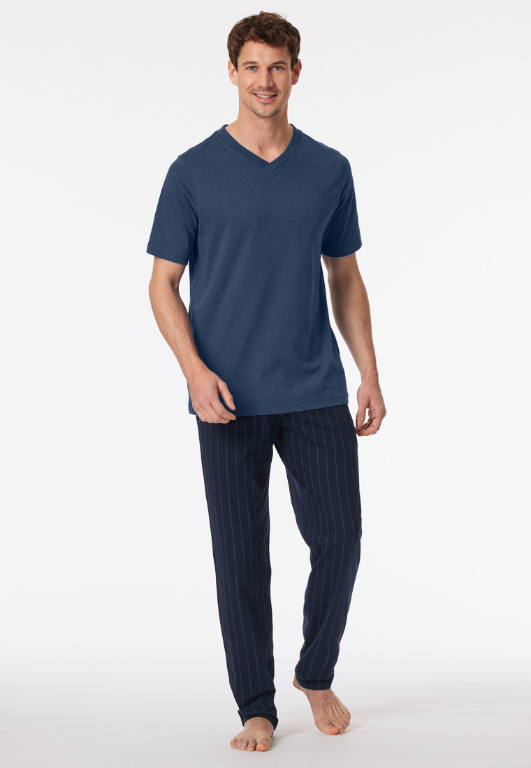 Shirt kurz arm V-Ausschnitt royal - Mix+Relax