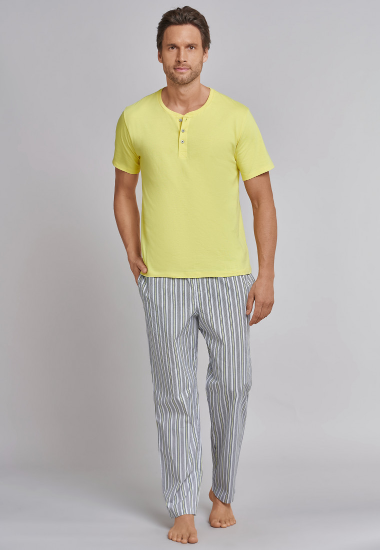 Shirt korte mouwen jersey knoopjespad geel - Mix+Relax