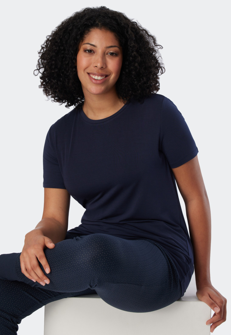 Shirt kurzarm Modal blau - Mix+Relax