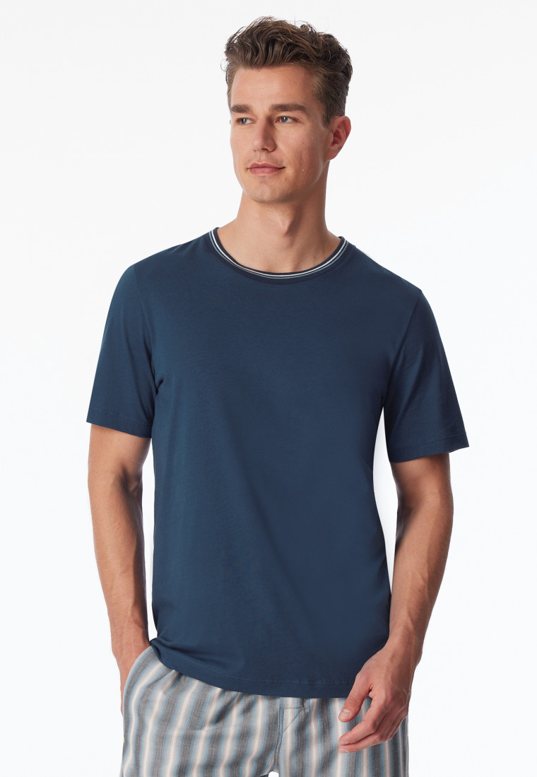 T-shirt manches courtes en coton biologique rayures amiral - Mix+Relax