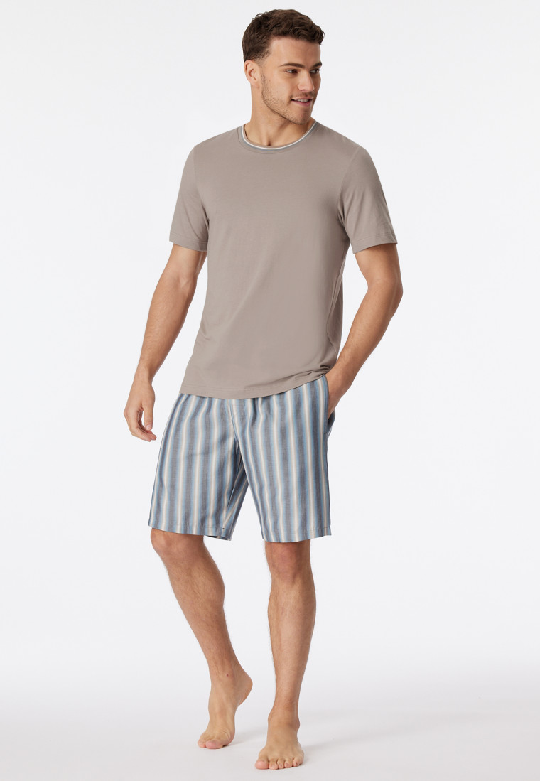 Shirt short sleeve Organic Cotton stripes brown gray - Mix+Relax