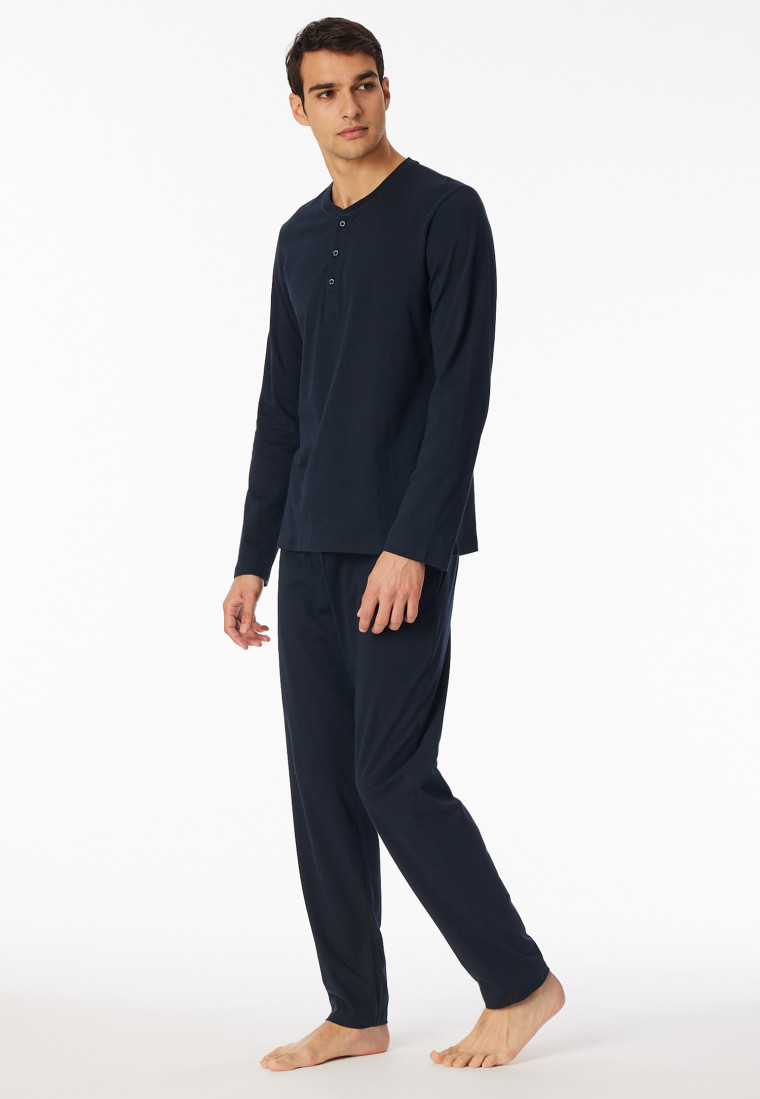 Shirt langarm Knopfleiste nachtblau - Mix+Relax