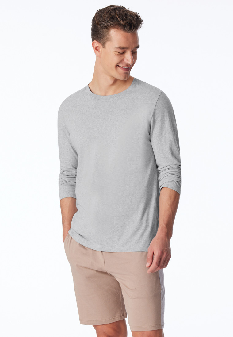 T-shirt manches longues Coton biologique gris chiné - Mix+Relax