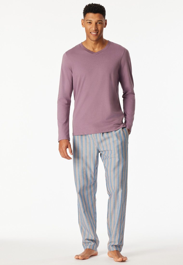 Shirt langarm V-Ausschnitt lila - Mix+Relax