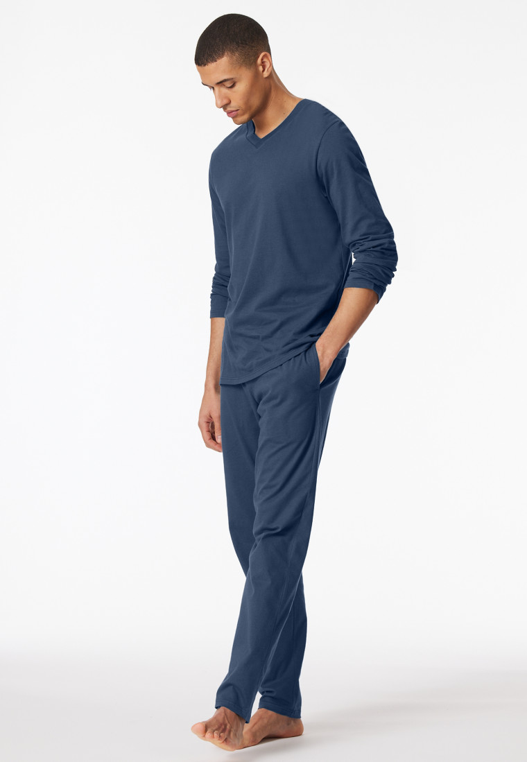 Shirt langarm V-Ausschnitt royal - Mix+Relax