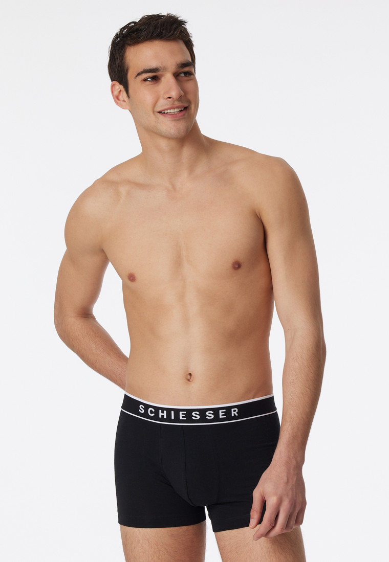 Boxer en coton bio, lot de 3, bande élastique noir - 95/5