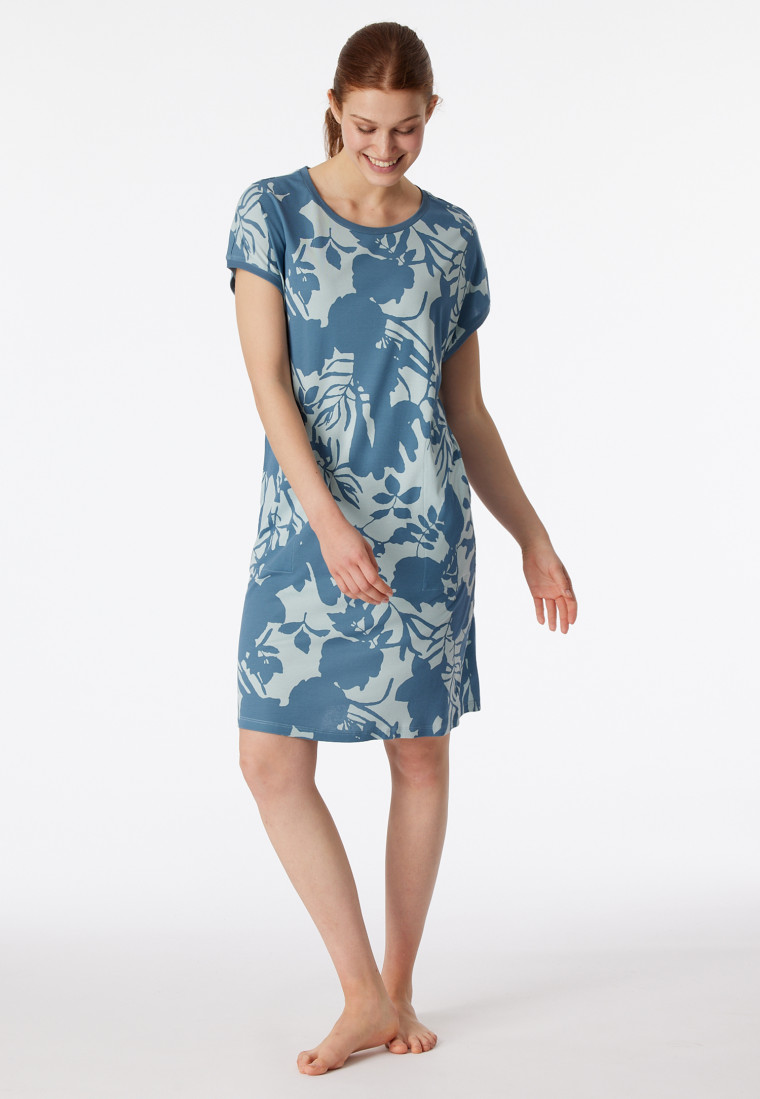 Sleepshirt manica corta stampa floreale bluebird - Modern Nightwear