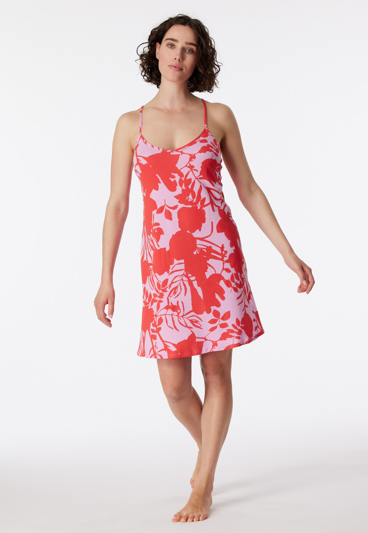 Chemise de nuit débardeur à fines bretelles imprimé fleuri rose bonbon - Modern Nightwear
