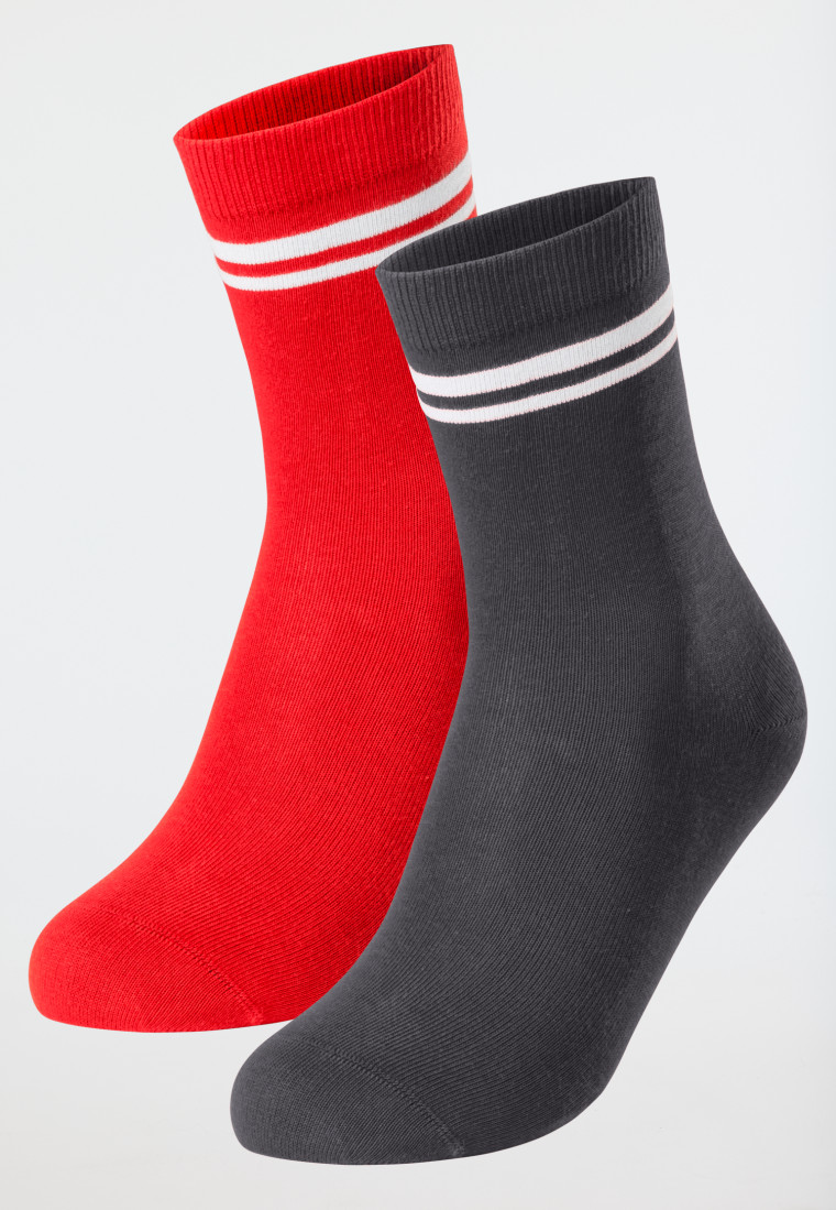 Calzini in confezione da 2 Stay Fresh con gambo medio rosso/grigio scuro - Fashion