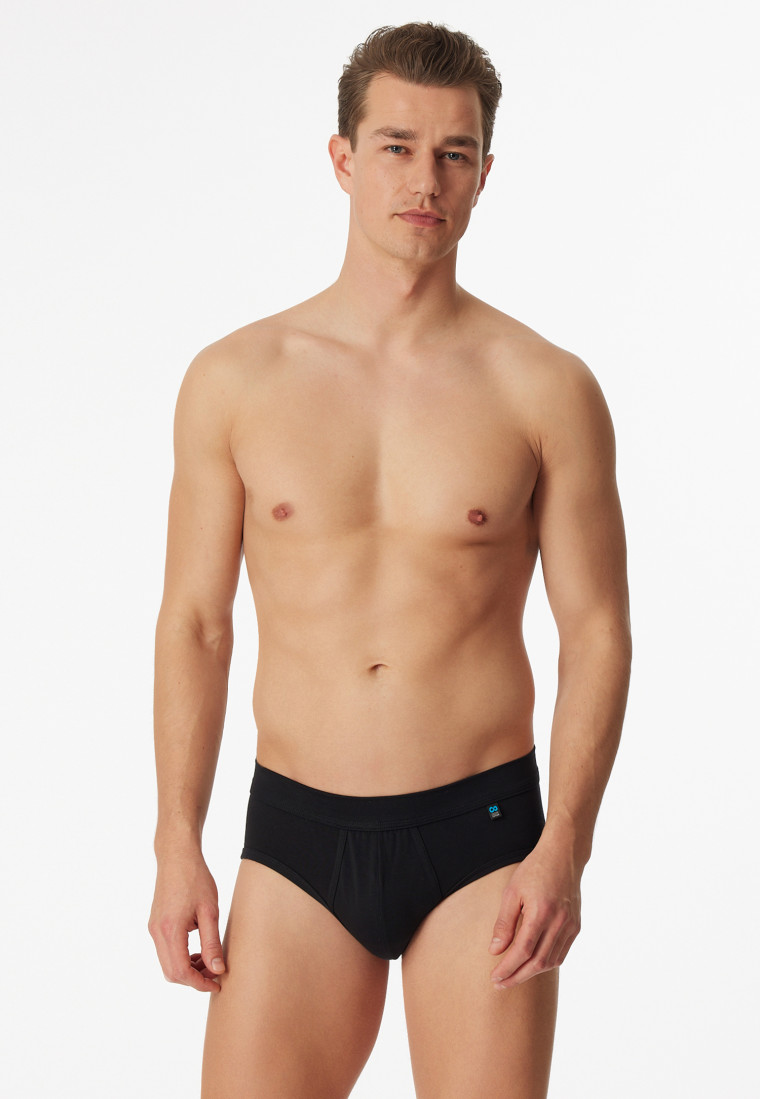 Sports briefs with fly-front black - Long Life Cotton