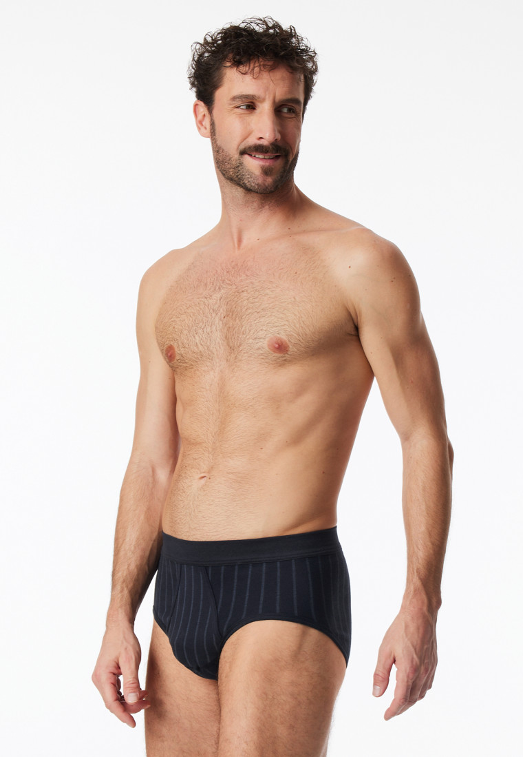 Slip de sport avec ouverture rayures bleu nuit - Fine Interlock