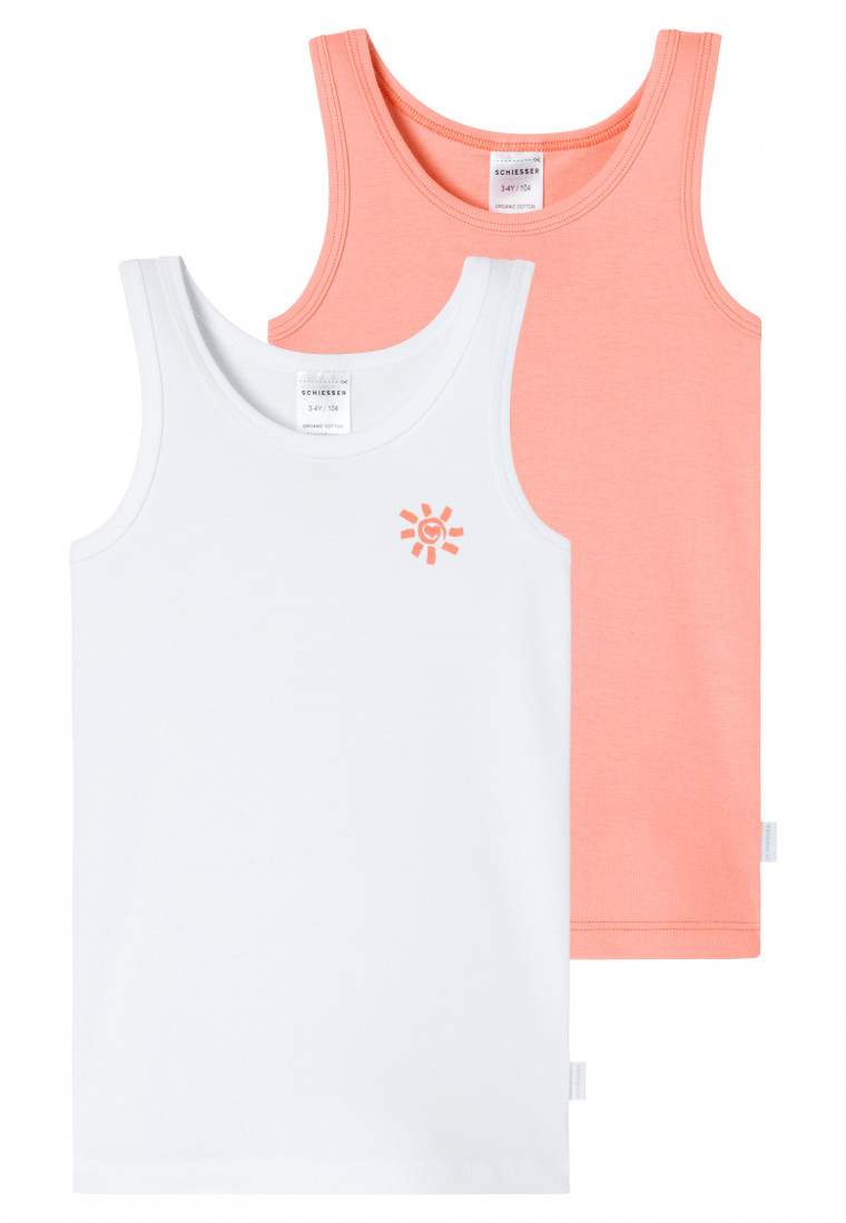 Unterhemden 2er-Pack Sonne apricot/ weiß - Fine Rib