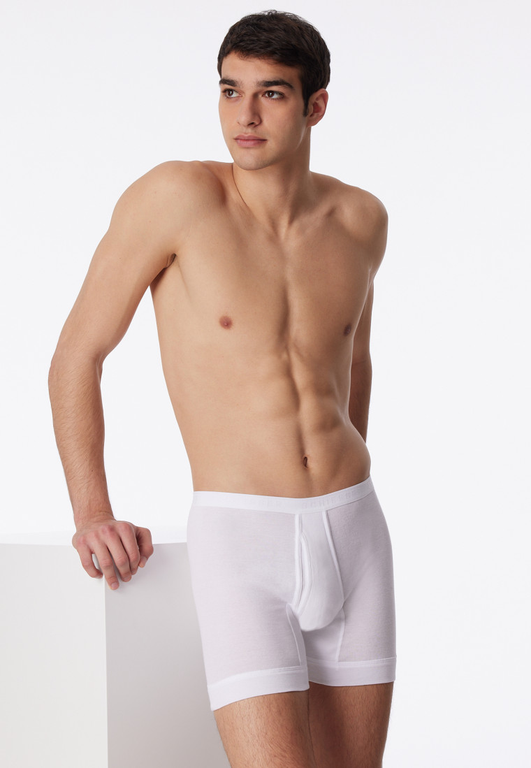 Underpants, short, with fly, fine rib, white - Original Fine Rib