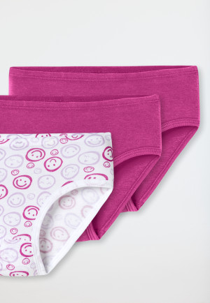 Briefs 3-pack Smileys pink/white - Fine Rib