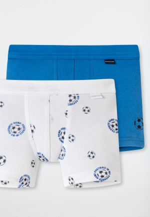 Shorts 2er-Pack Feinripp Organic Cotton Softbund Fußball blau/weiß - Feinripp Multipacks