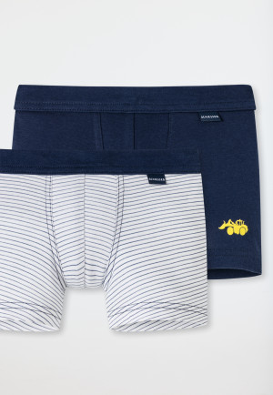 Shorts 2er-Pack Feinripp Organic Cotton Softbund Ringel Bagger dunkelblau/weiß - Feinripp Multipacks