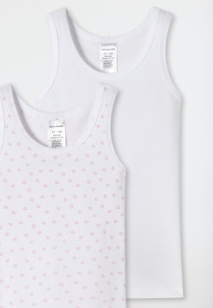 Maillots de corps lot de 2 côtelé coton bio pois blanc/rose - Feinripp Multipacks