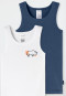 2-pack vests rhino blue/white - Fine Rib