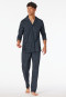 Pyjamas long button placket graphite - Fine Interlock