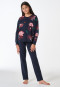 Schlafanzug lang Interlock Blumen nachtblau - Teens Nightwear
