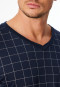 Sleep shirt long-sleeve interlock dark blue chequered - Fine Interlock