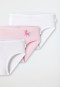 Confezione da 3 hipster a costine in cotone biologico, bianco/rosa con pony