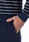 Pigiama lungo in spugna con polsini a strisce blu notte - Casual Nightwear