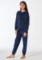 Pyjama long velours poignet Mille Fleur bleu foncé - Teens Nightwear