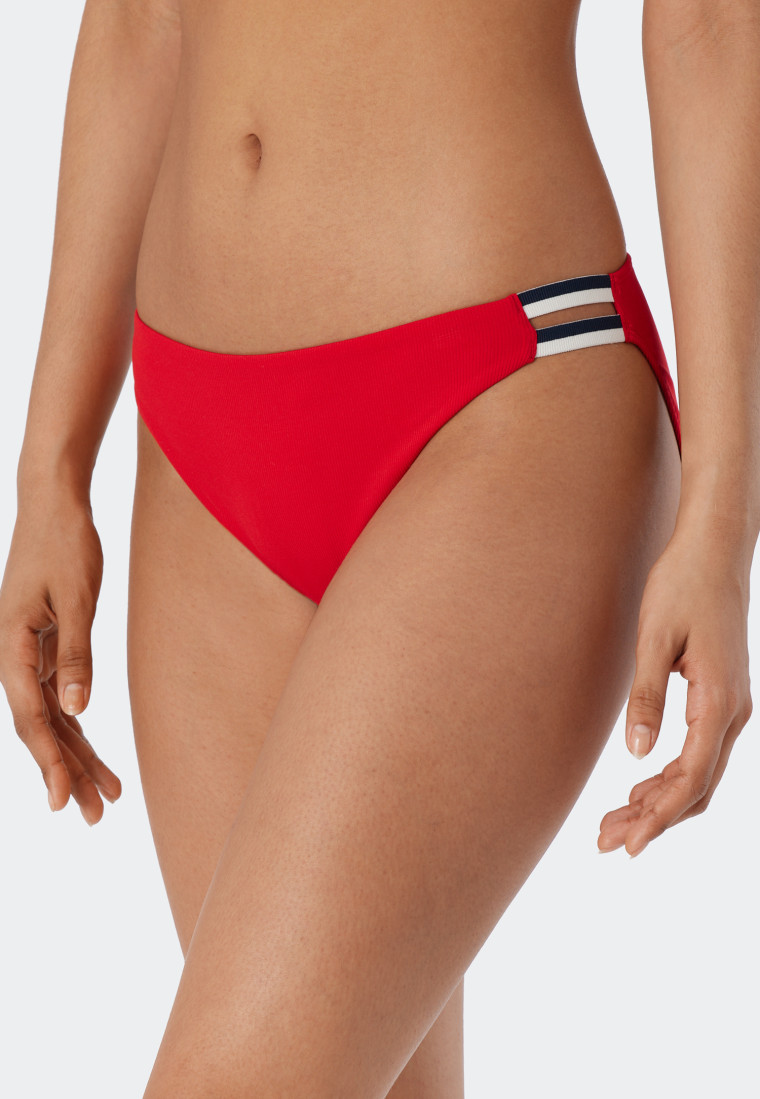 Red Ribbed Recycled Microfiber High-Cut Thong 