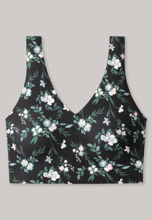Bustier microfiber removable pads floral print black/patterned - Invisible Soft