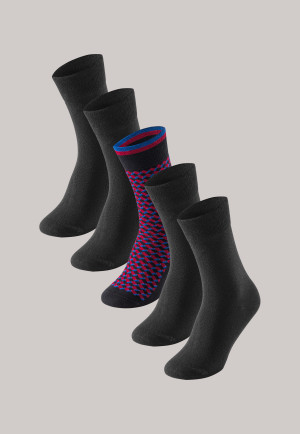 Men's socks 5-pack stay fresh patterned black - Bluebird