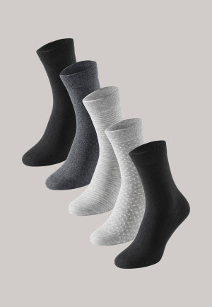 Damensocken 5er-Pack stay fresh gemustert graumelange-schwarz - Bluebird