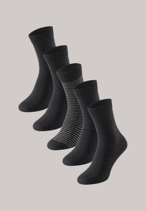 Damensocken 5er-Pack stay fresh Ringel schwarz - Bluebird