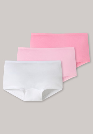 Pantaloncini in cotone biologico in confezione da 3, bianco / rosa: 95/5