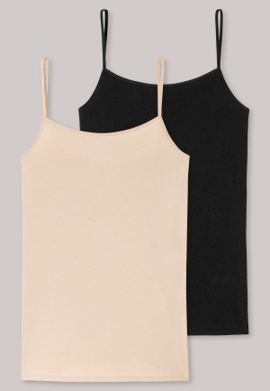 Top con spalline sottili in confezione da 2 cotone biologico nero - 95/5
