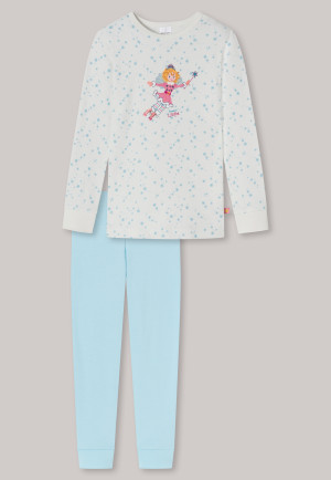 Pyjama long interlock coton bio bords-côtes fleurs de glace blanc cassé - Princess Lillifee