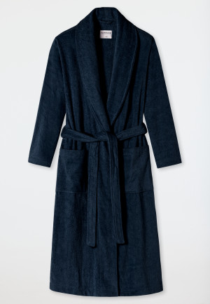Bathrobe terry cloth dark blue - Essentials