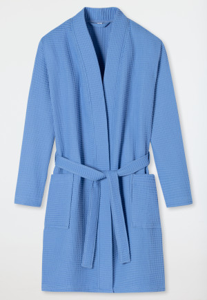 Bathrobe waffle piqué blue - Essentials